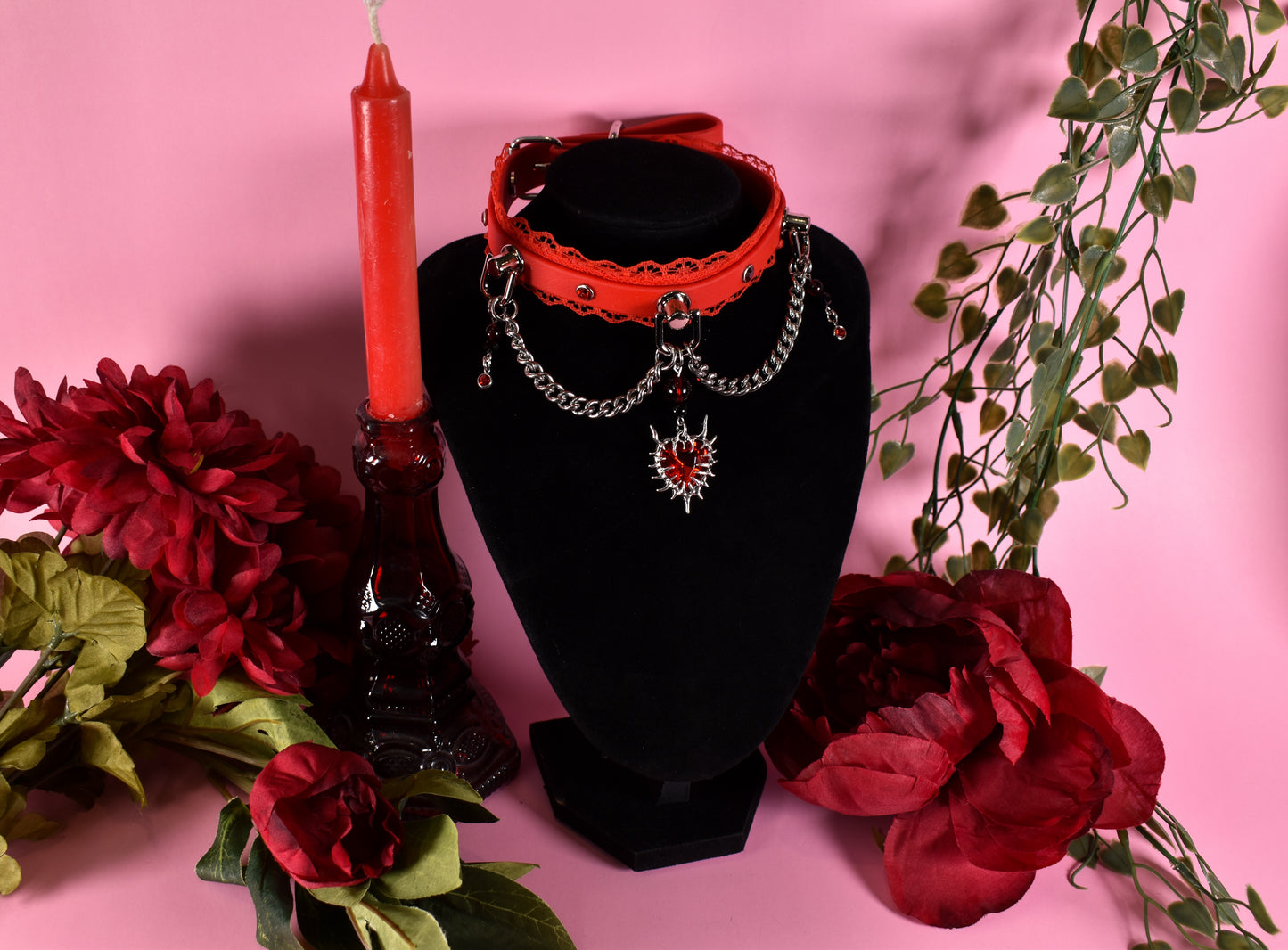 Red heartcore Biothane choker - Valentine's collection 2026