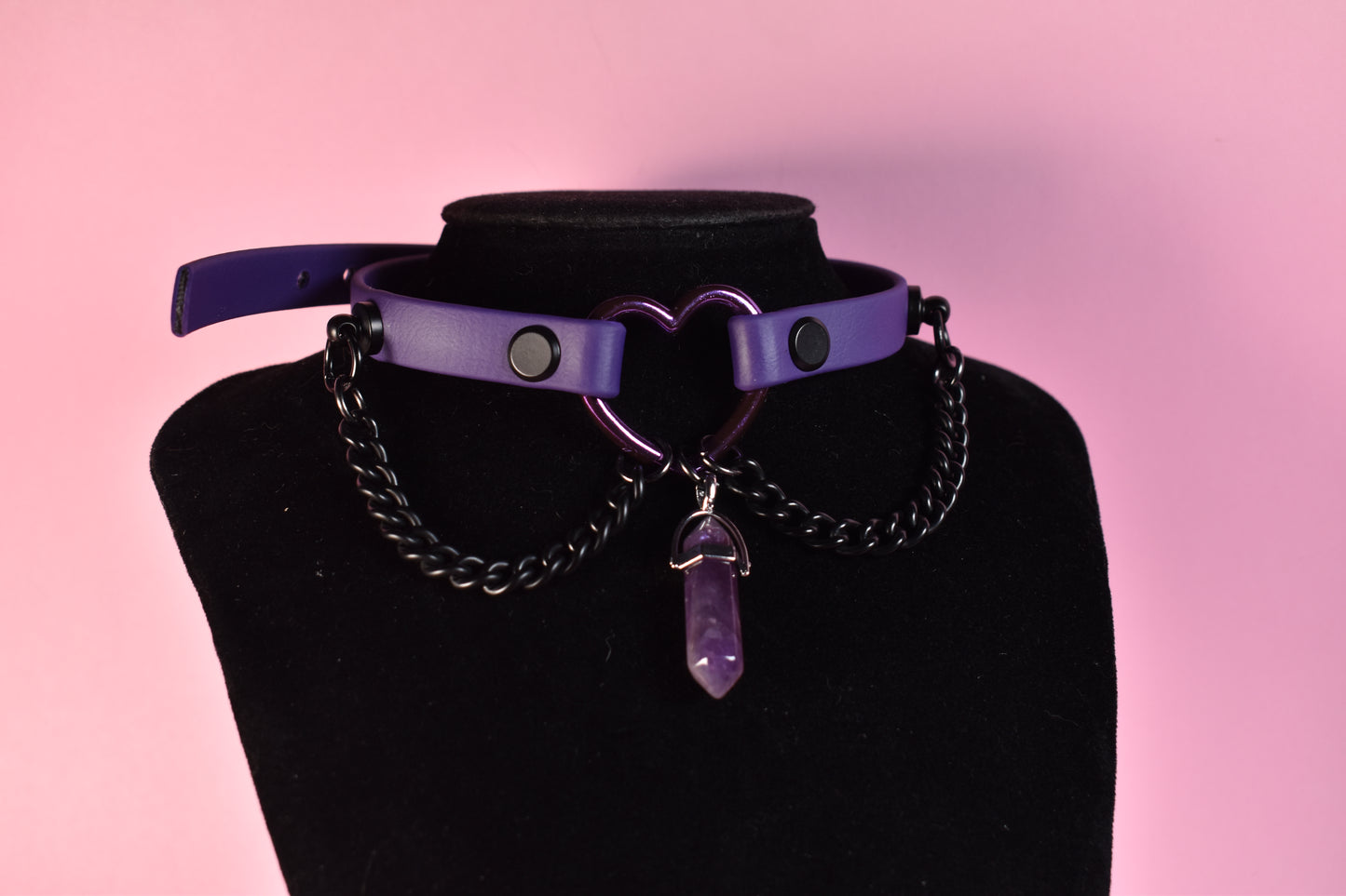 purple heart choker made with biothane ( vegan )