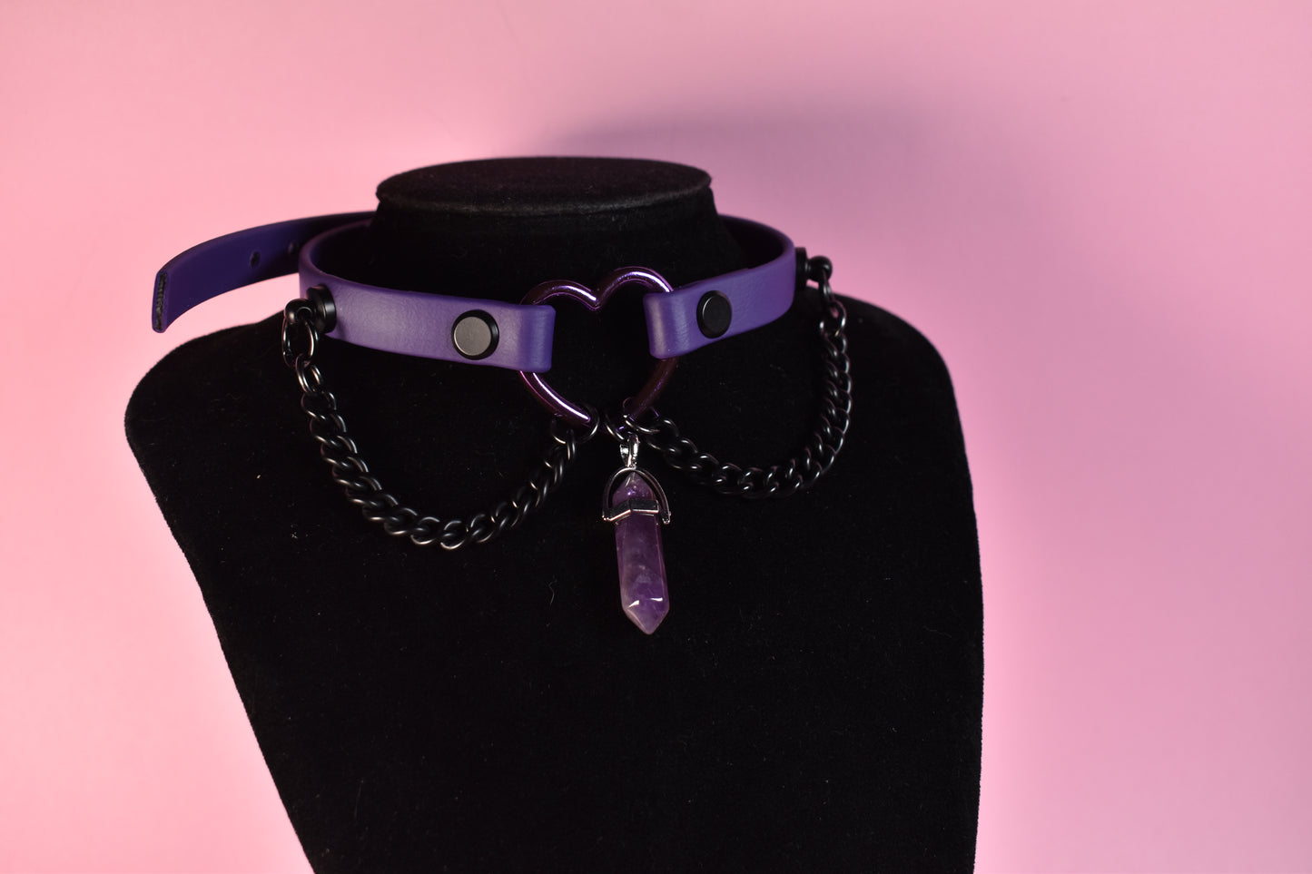 purple heart choker made with biothane ( vegan )