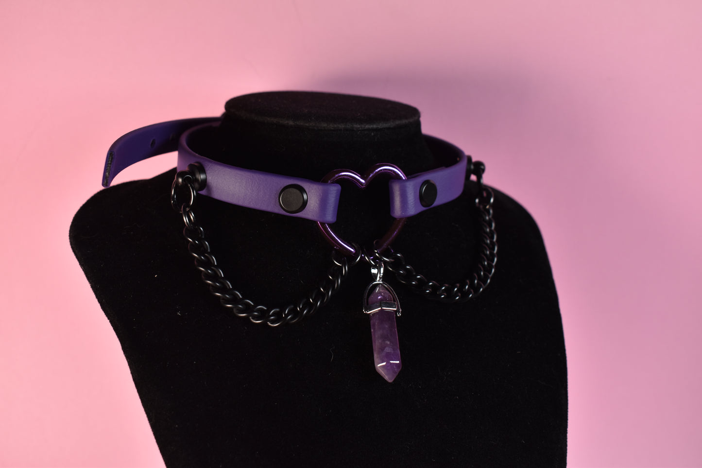 purple heart choker made with biothane ( vegan )
