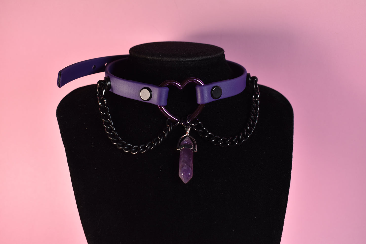 purple heart choker made with biothane ( vegan )