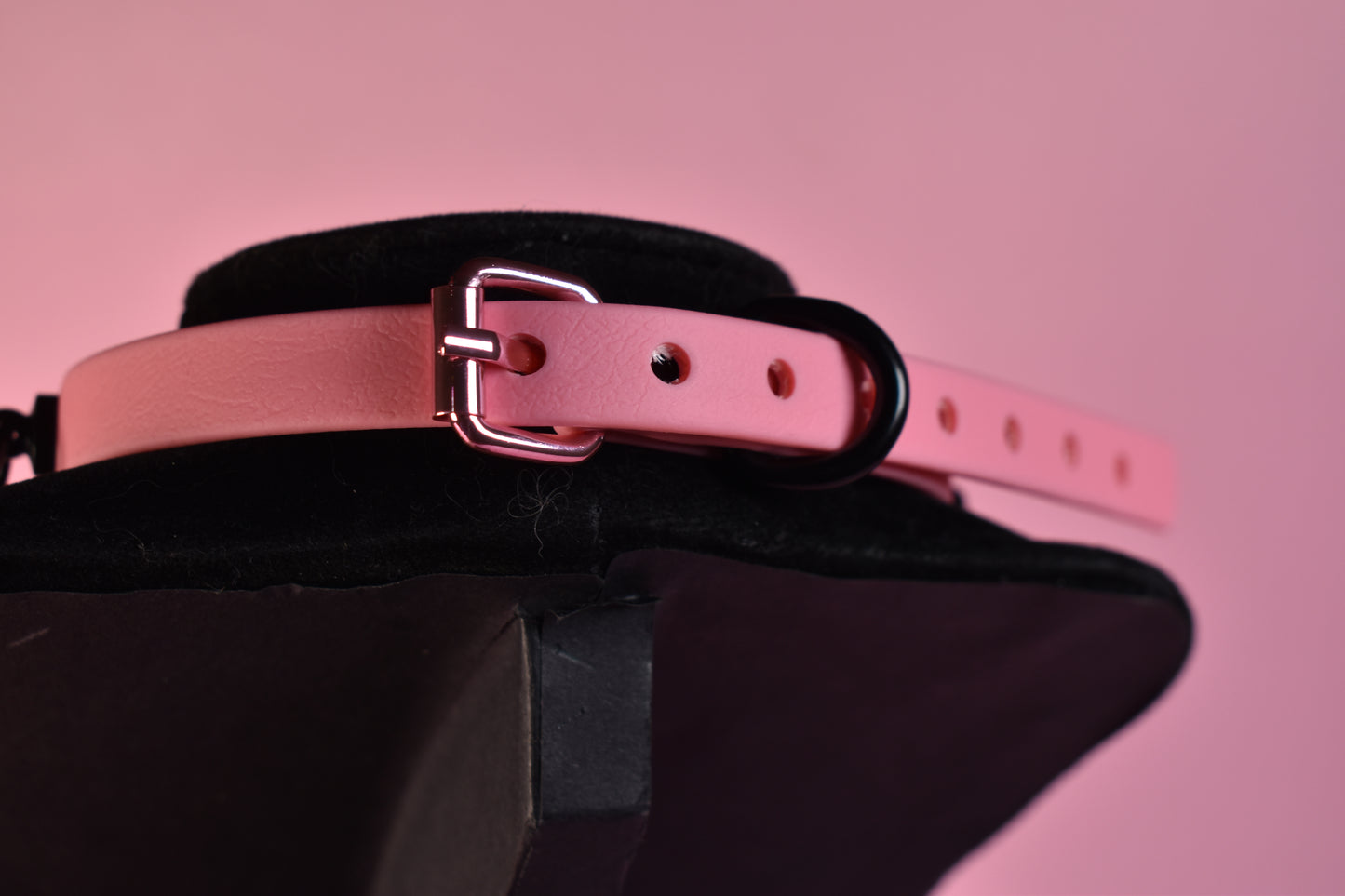 pink heart choker made with biothane ( vegan )