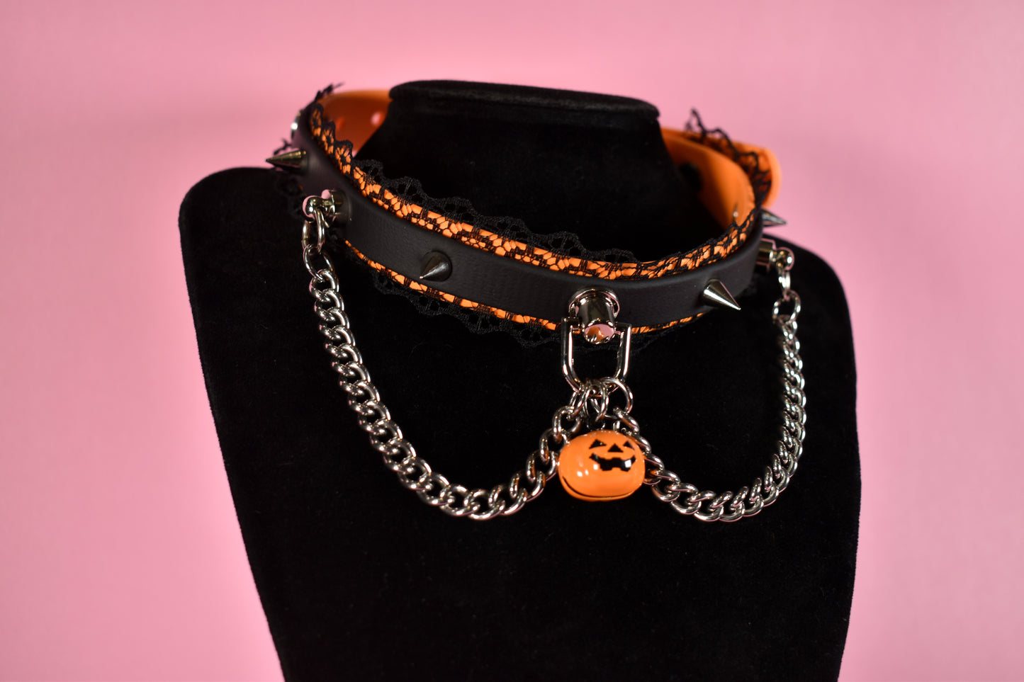 Halloween 2025 - Pumpkin Biothane Lace Chain Choker