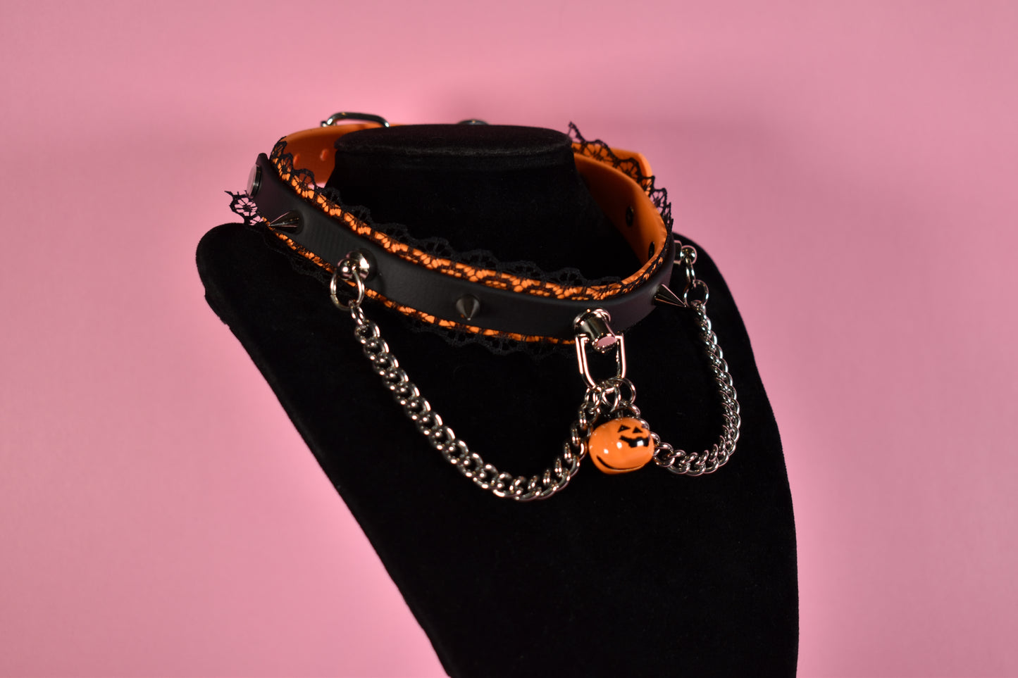 Halloween 2025 - Pumpkin Biothane Lace Chain Choker