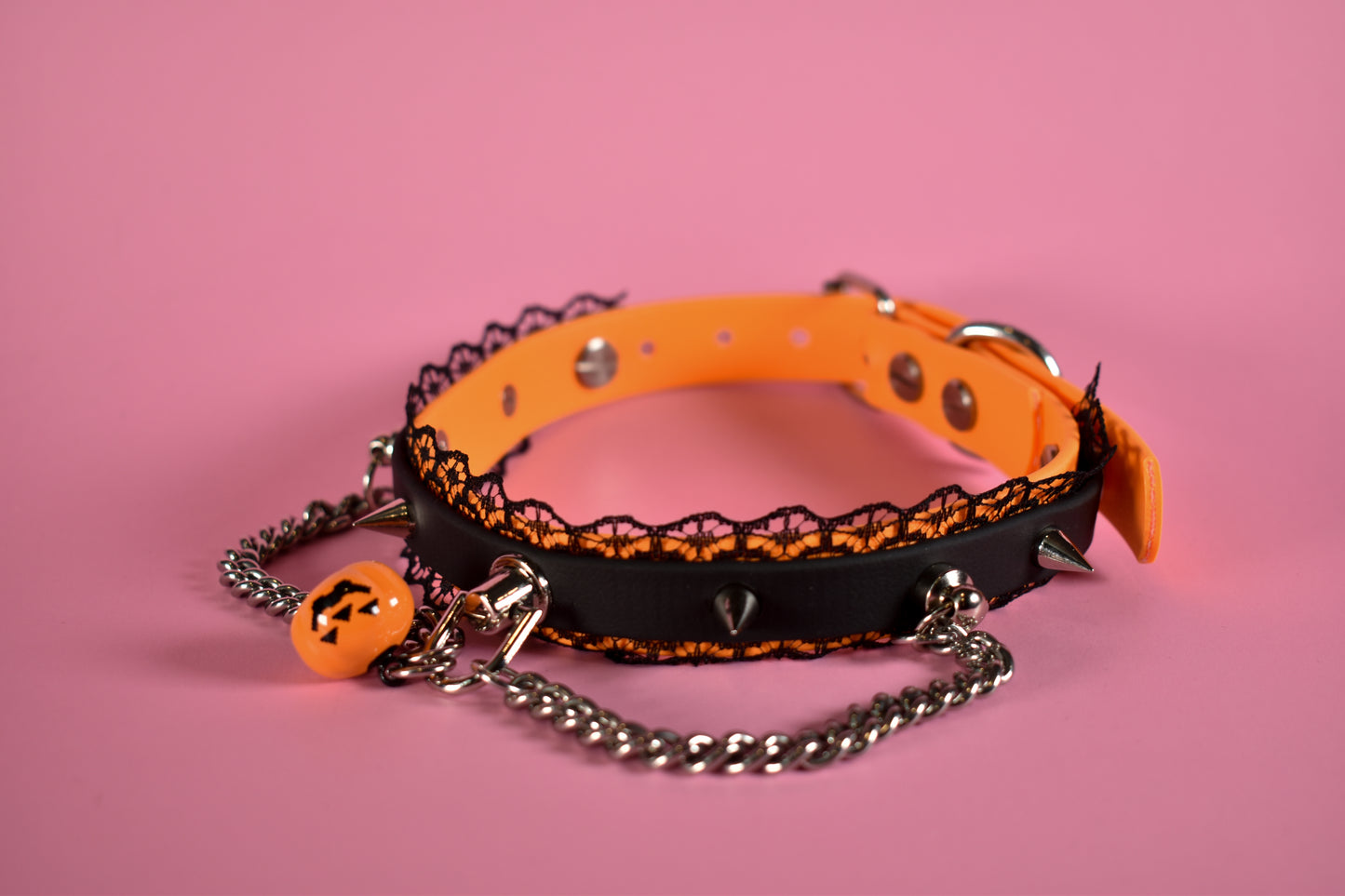 Halloween 2025 - Pumpkin Biothane Lace Chain Choker