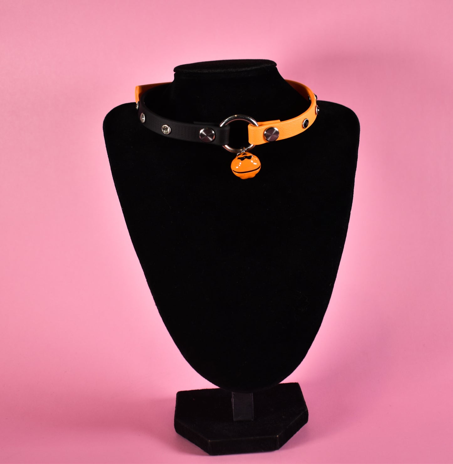 Halloween 2025 - Split Orange and Black Biothane Pumpkin Choker