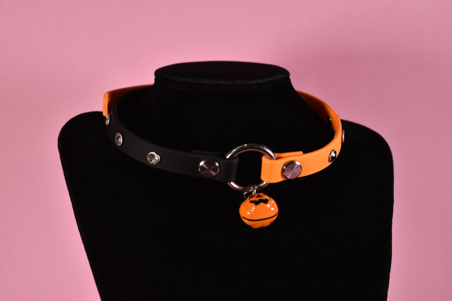 Halloween 2025 - Split Orange and Black Biothane Pumpkin Choker