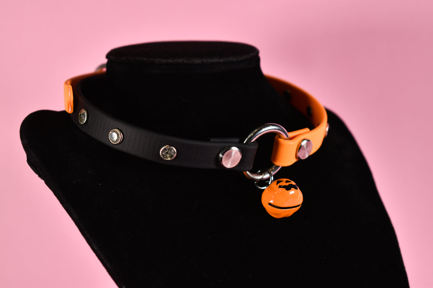 Halloween 2025 - Split Orange and Black Biothane Pumpkin Choker