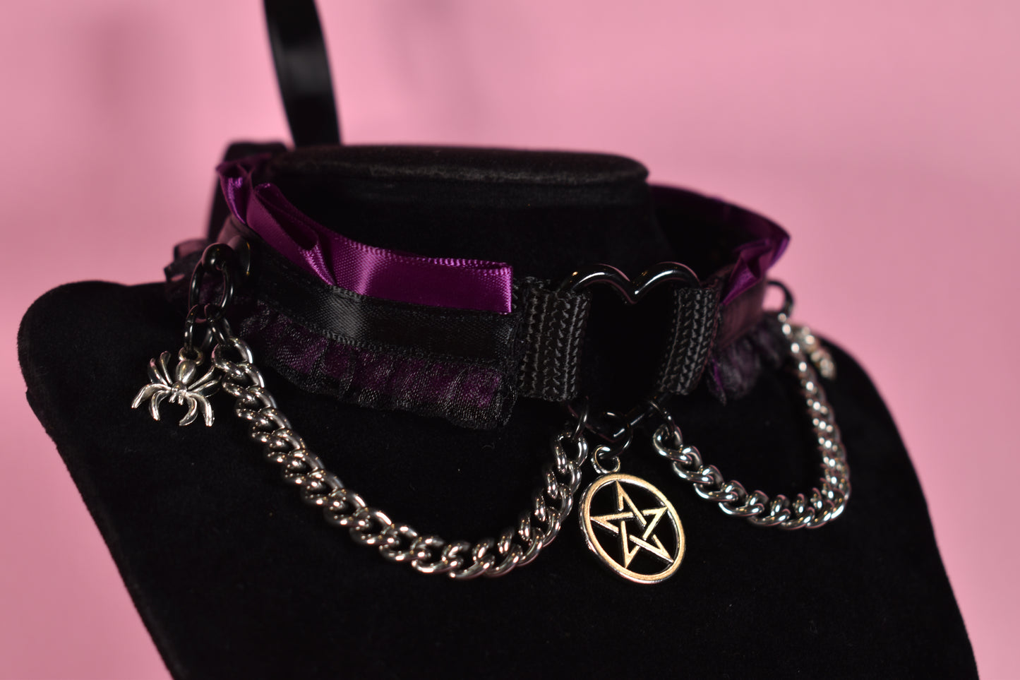 Halloween 2025 - Black Heart Witchy Spider Lace Choker