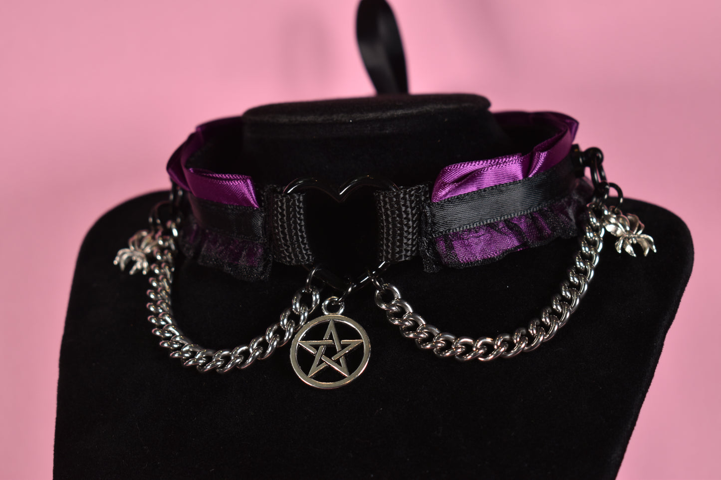 Halloween 2025 - Black Heart Witchy Spider Lace Choker