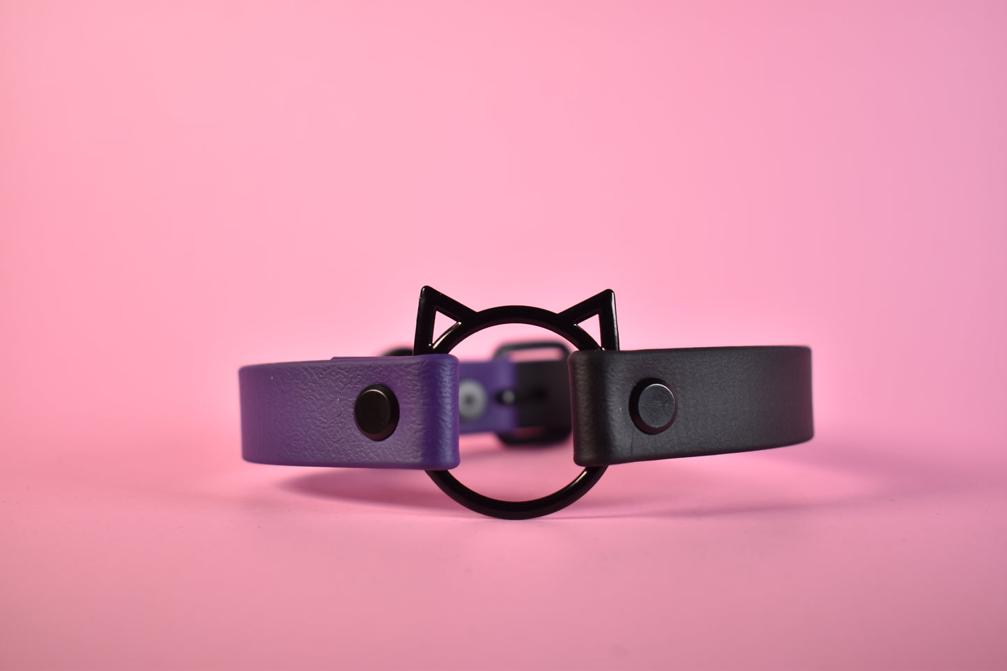 Biothane Black And Purple Half Kitty Choker