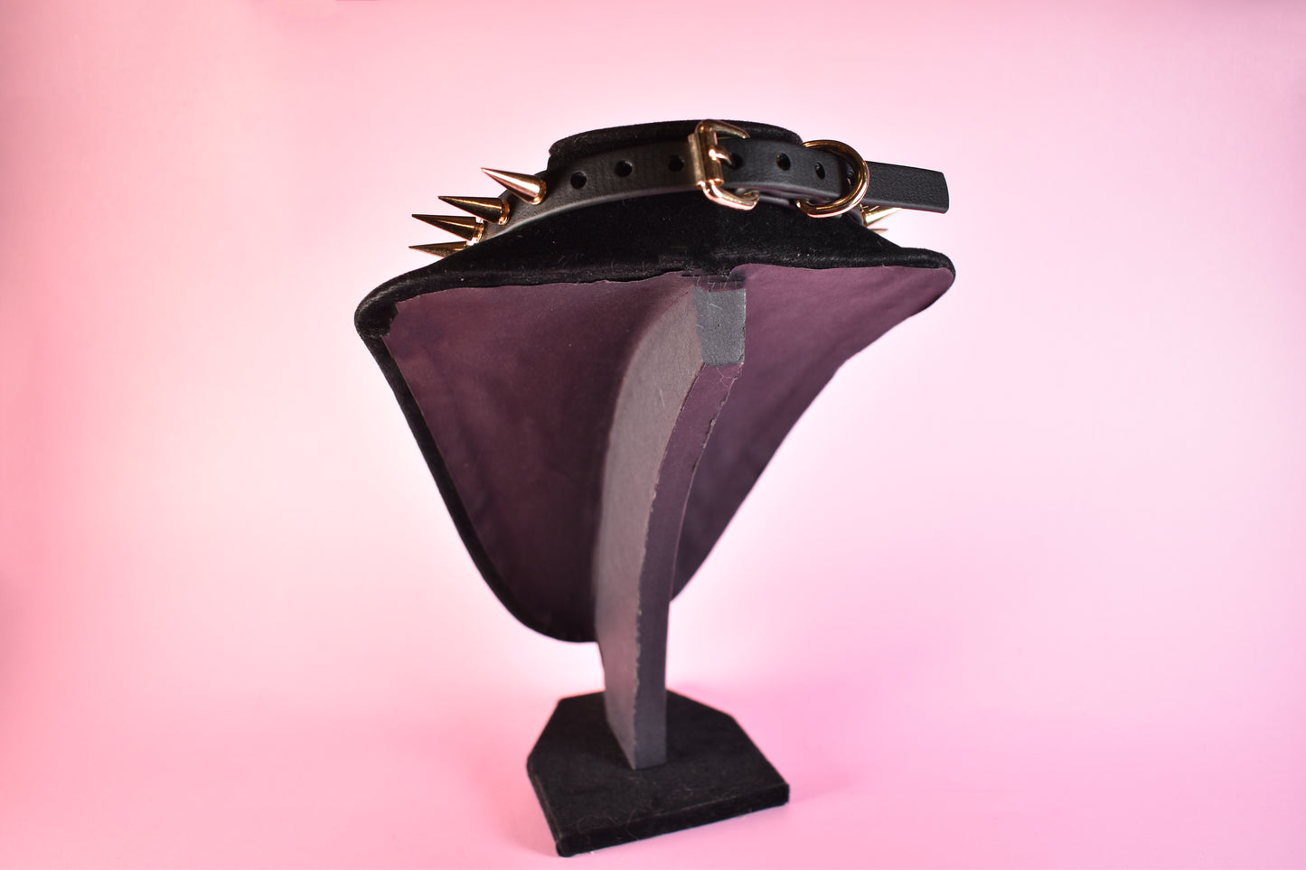 Gold Spiked Black Biothane Choker