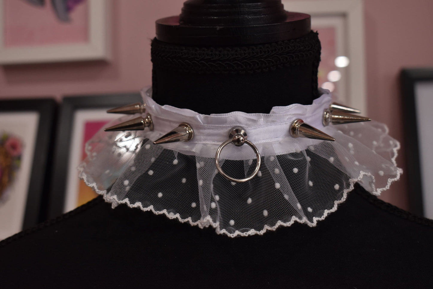 White Lace Spiked Choker
