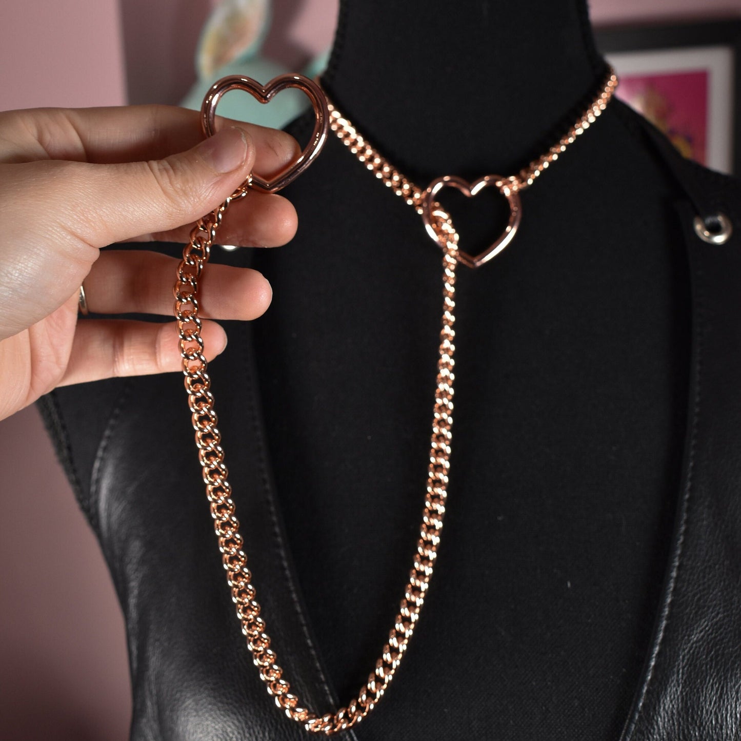 Rose Gold Heart Ring Slip Chain