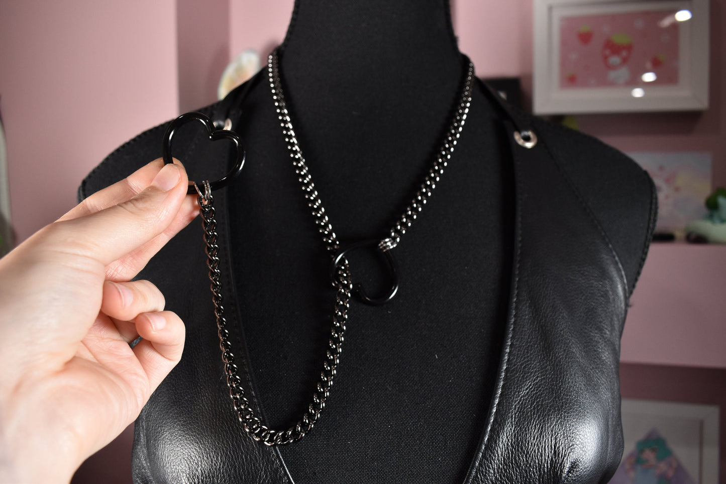 Gunmetal + Black Heart Ring Slip Chain