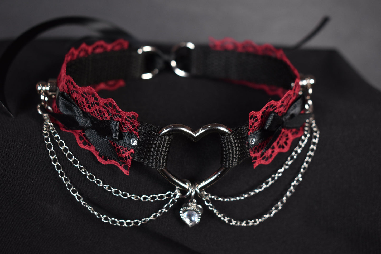 Dark Red Heart Extra Choker