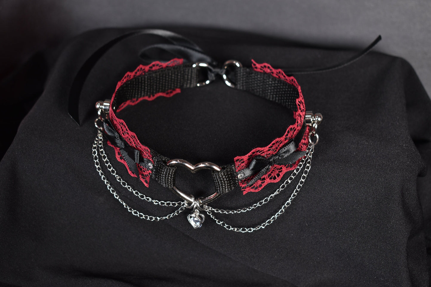 Dark Red Heart Extra Choker