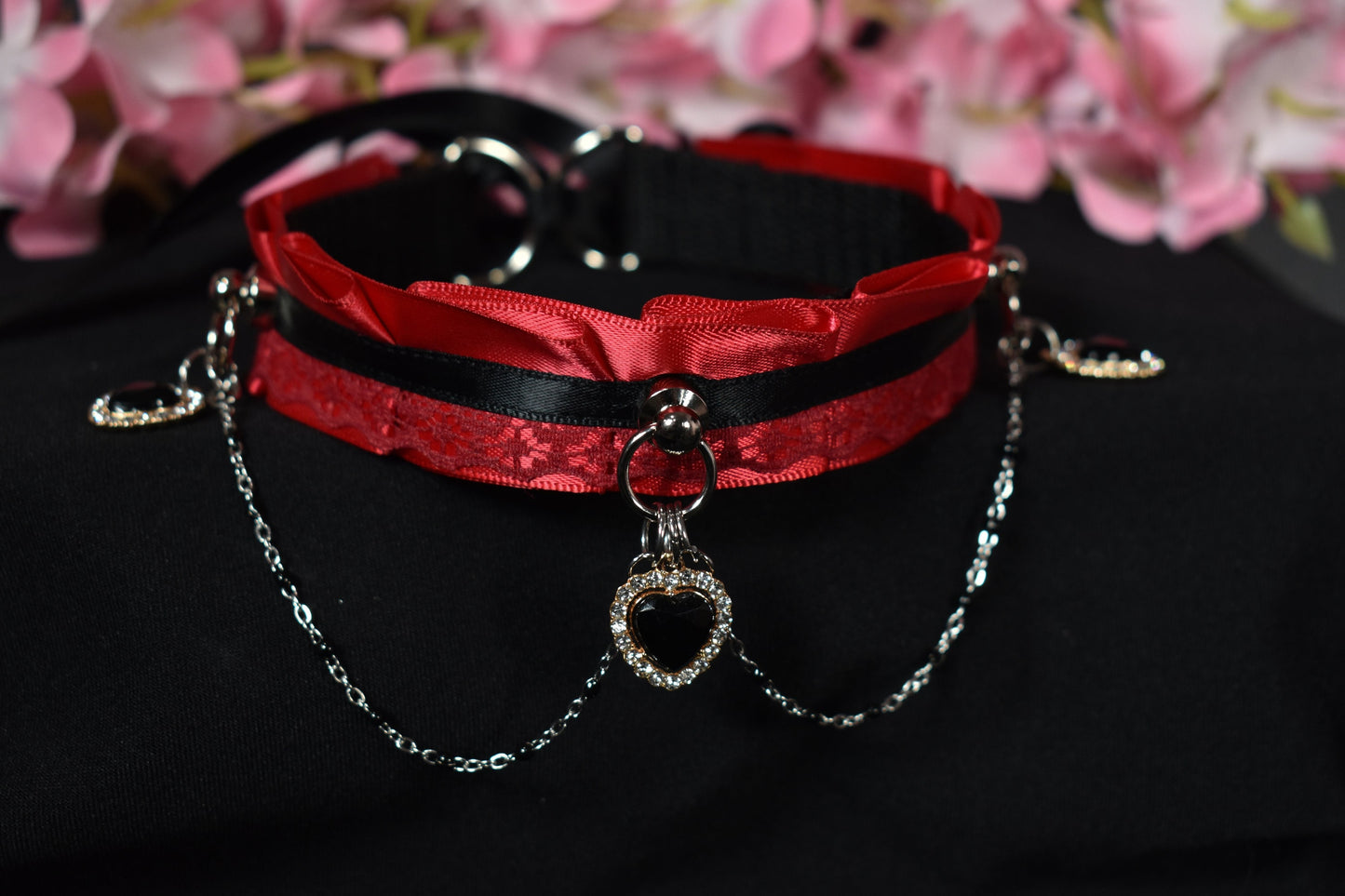Valentine Red Lace Hearts Choker