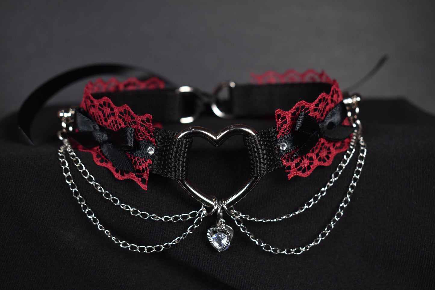 Dark Red Heart Extra Choker