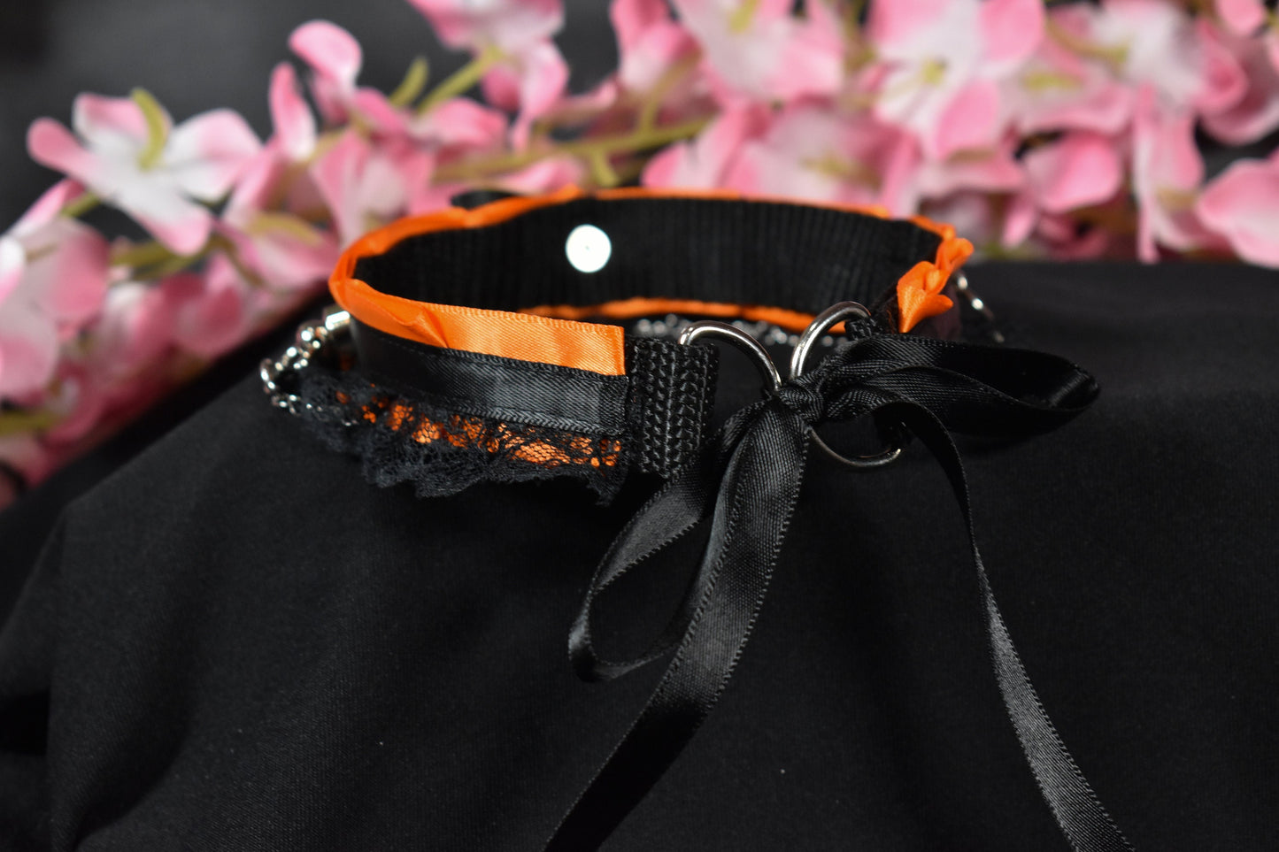 Orange Heart And Chain Choker