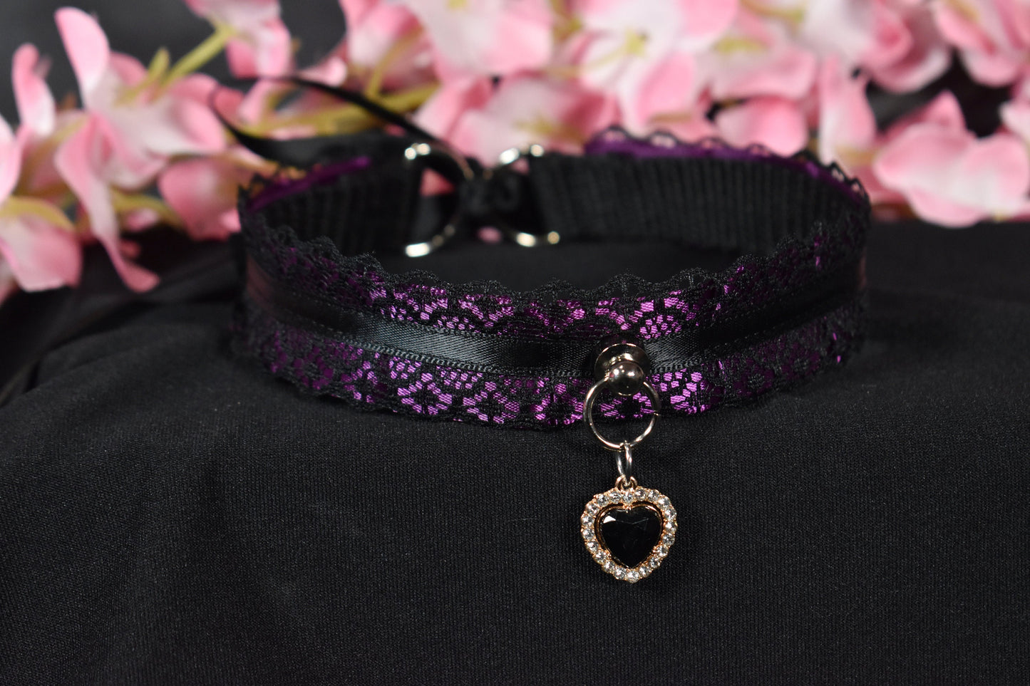 Aubergine Purple Crystal Heart Choker