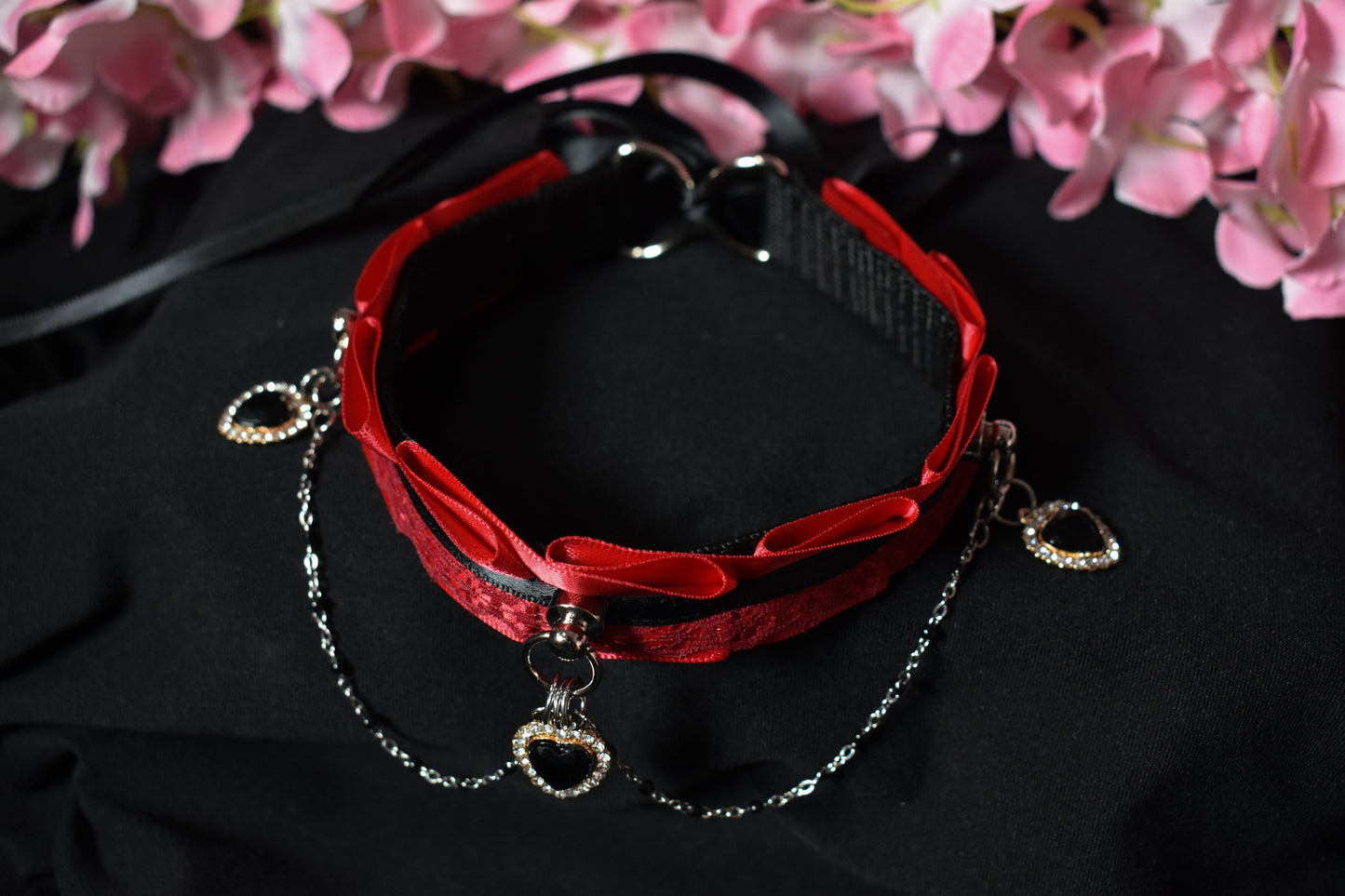 Valentine Red Lace Hearts Choker