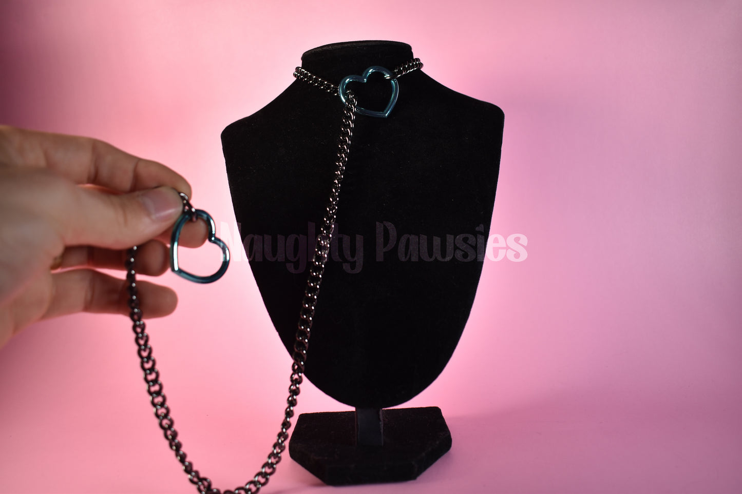 Gunmetal Chain Turquoise Heart Slip Chain