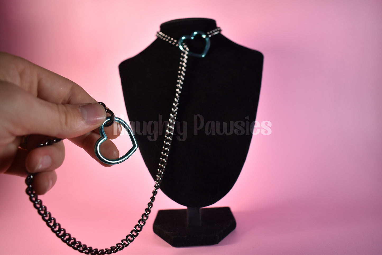 Gunmetal Chain Turquoise Heart Slip Chain