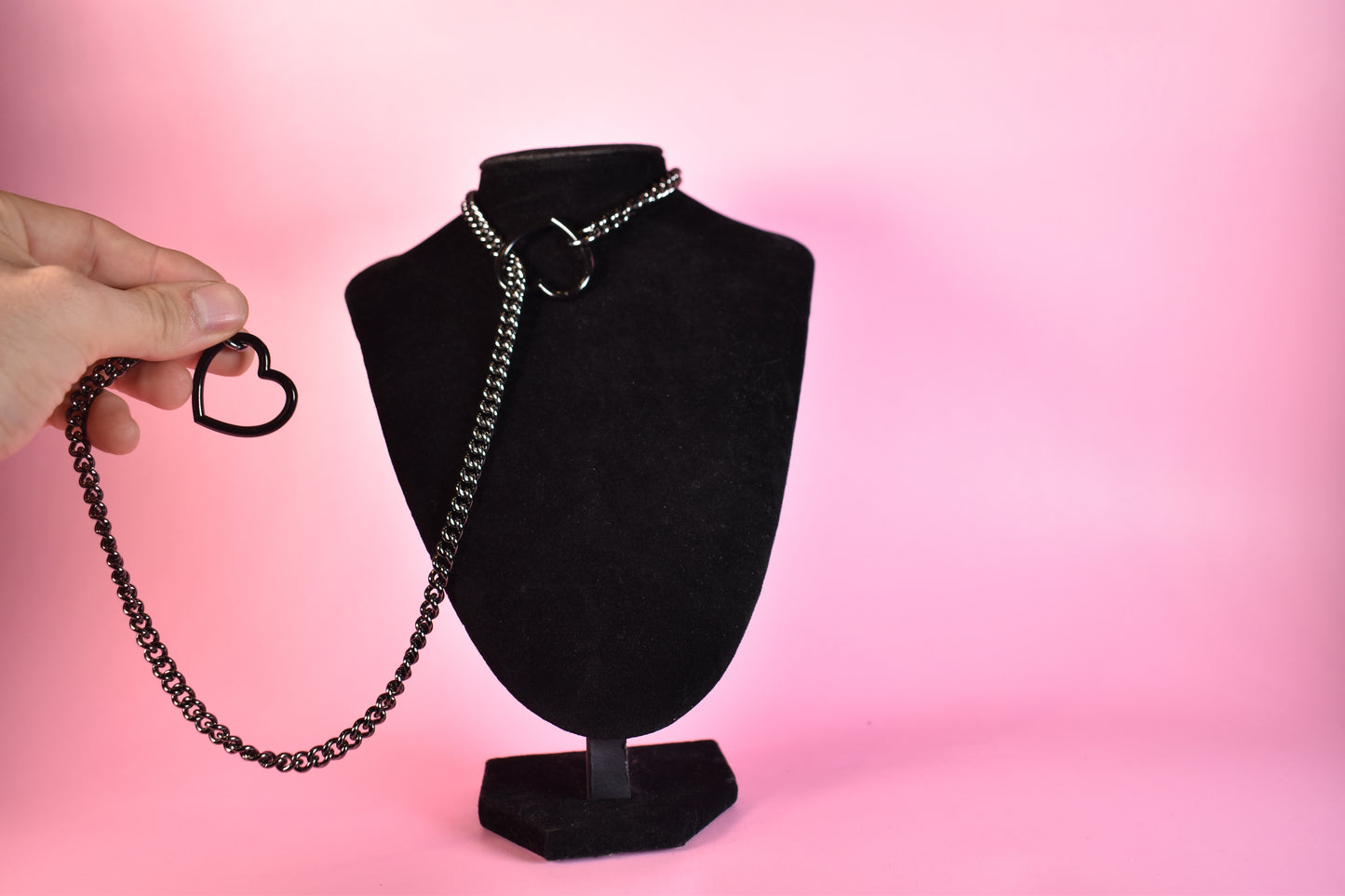Gunmetal + Black Heart Ring Slip Chain