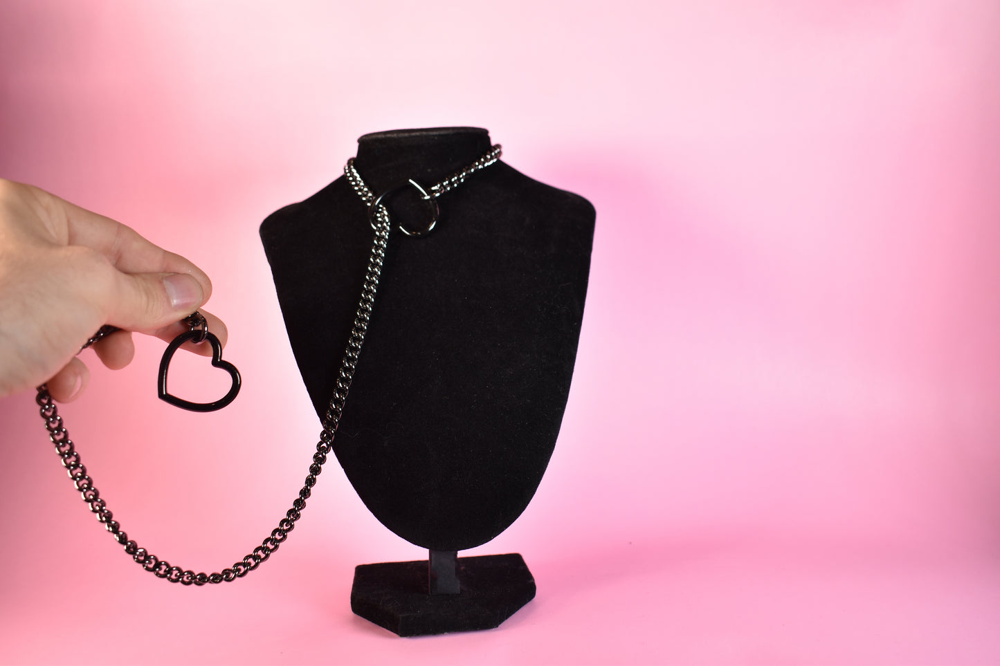 Gunmetal + Black Heart Ring Slip Chain