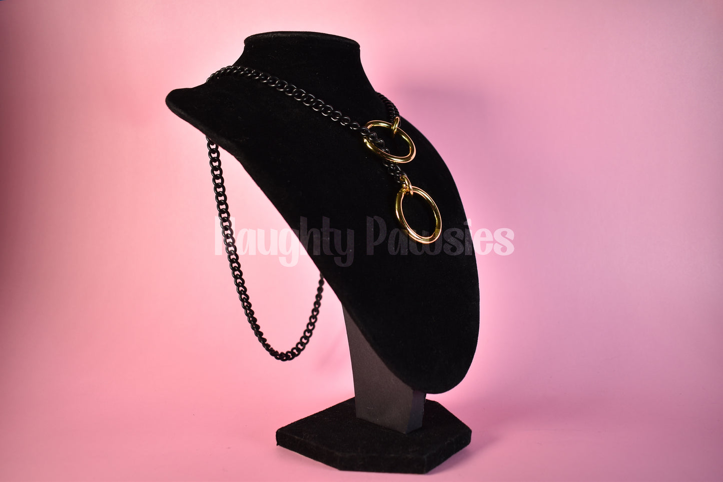 Black Matte Gold Circle Slip Chain (Gold O-Ring)