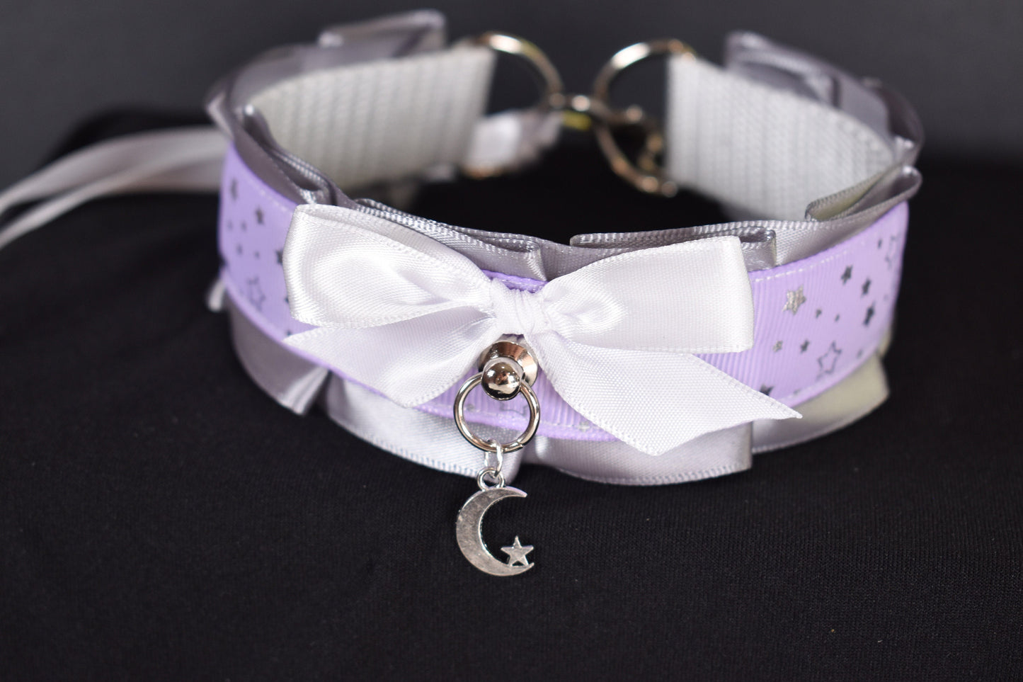 Made to your size / Purple moon choker / kitten play collar / goth / alt fashion / emo / pet play collar / fancy bdsm / DDLG collar