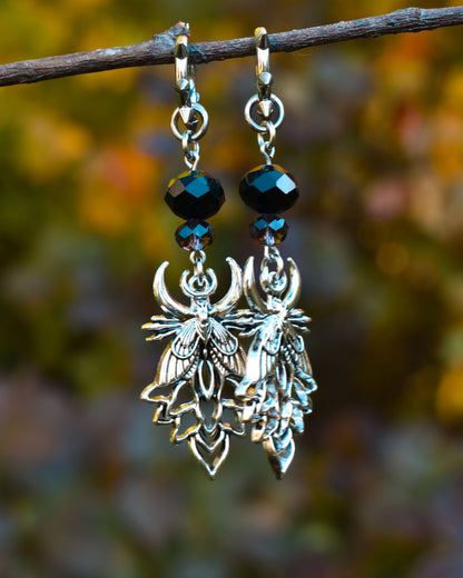 Halloween Collection 2026- Moon Moth Earrings Purple glass beads