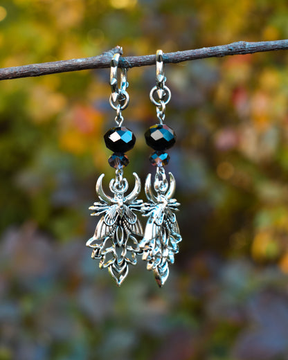 Halloween Collection 2026- Moon Moth Earrings Purple glass beads