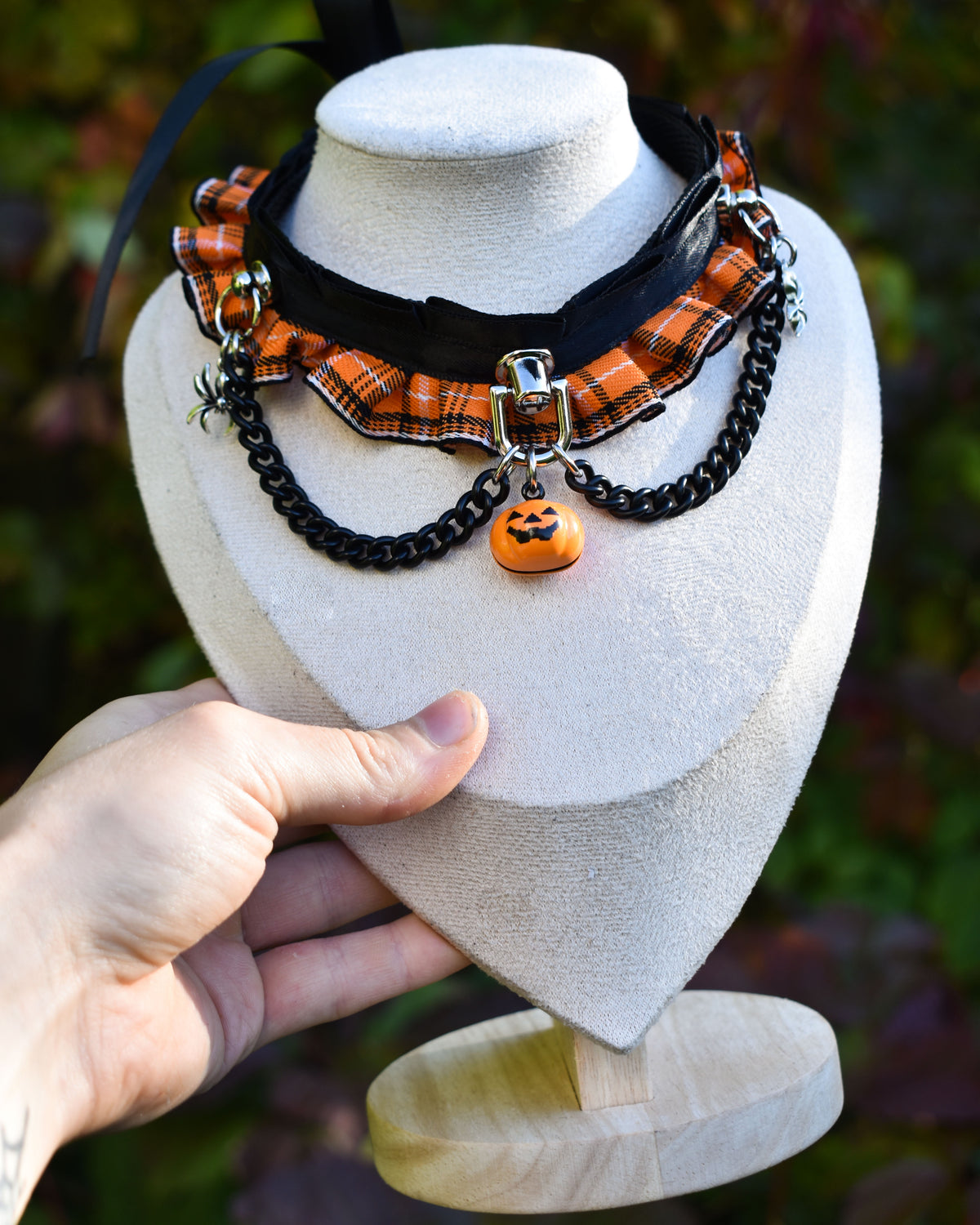 Halloween Collection 2026- Pumkin plaid choker