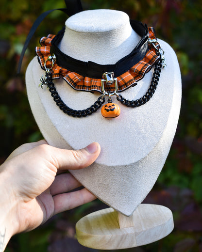 Halloween Collection 2026- Pumkin plaid choker