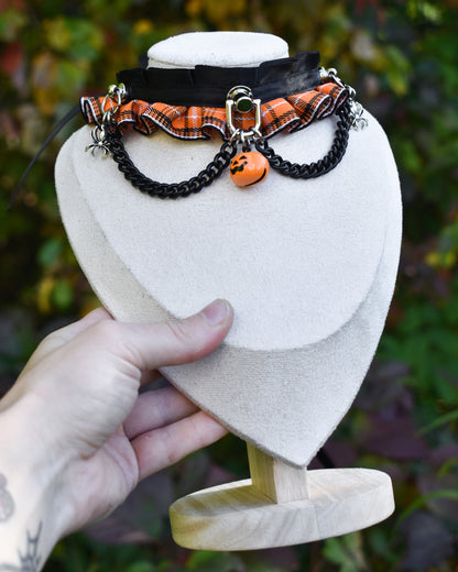 Halloween Collection 2026- Pumkin plaid choker