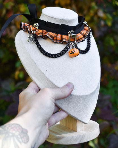Halloween Collection 2026- Pumkin plaid choker