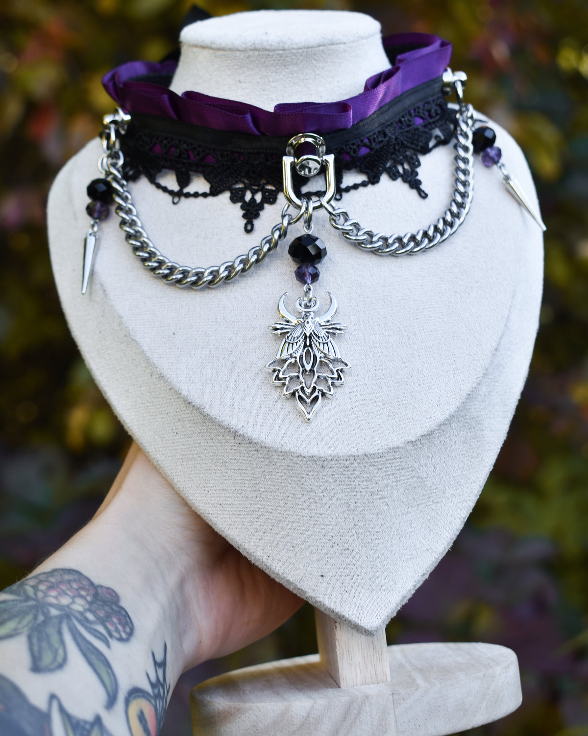 Halloween Collection 2026- Moon moth purple Choker