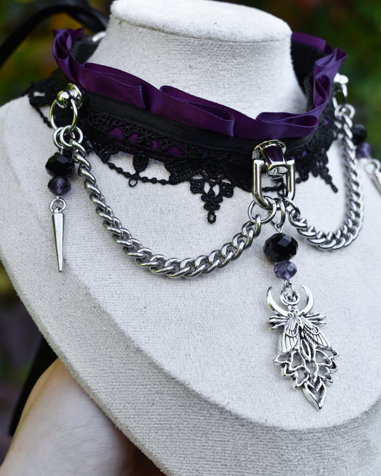 Halloween Collection 2026- Moon moth purple Choker