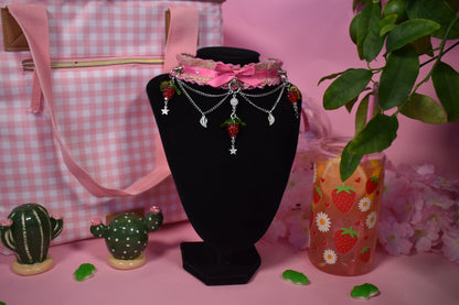 Pistachio Raspberry cake lace choker-Spring Collection