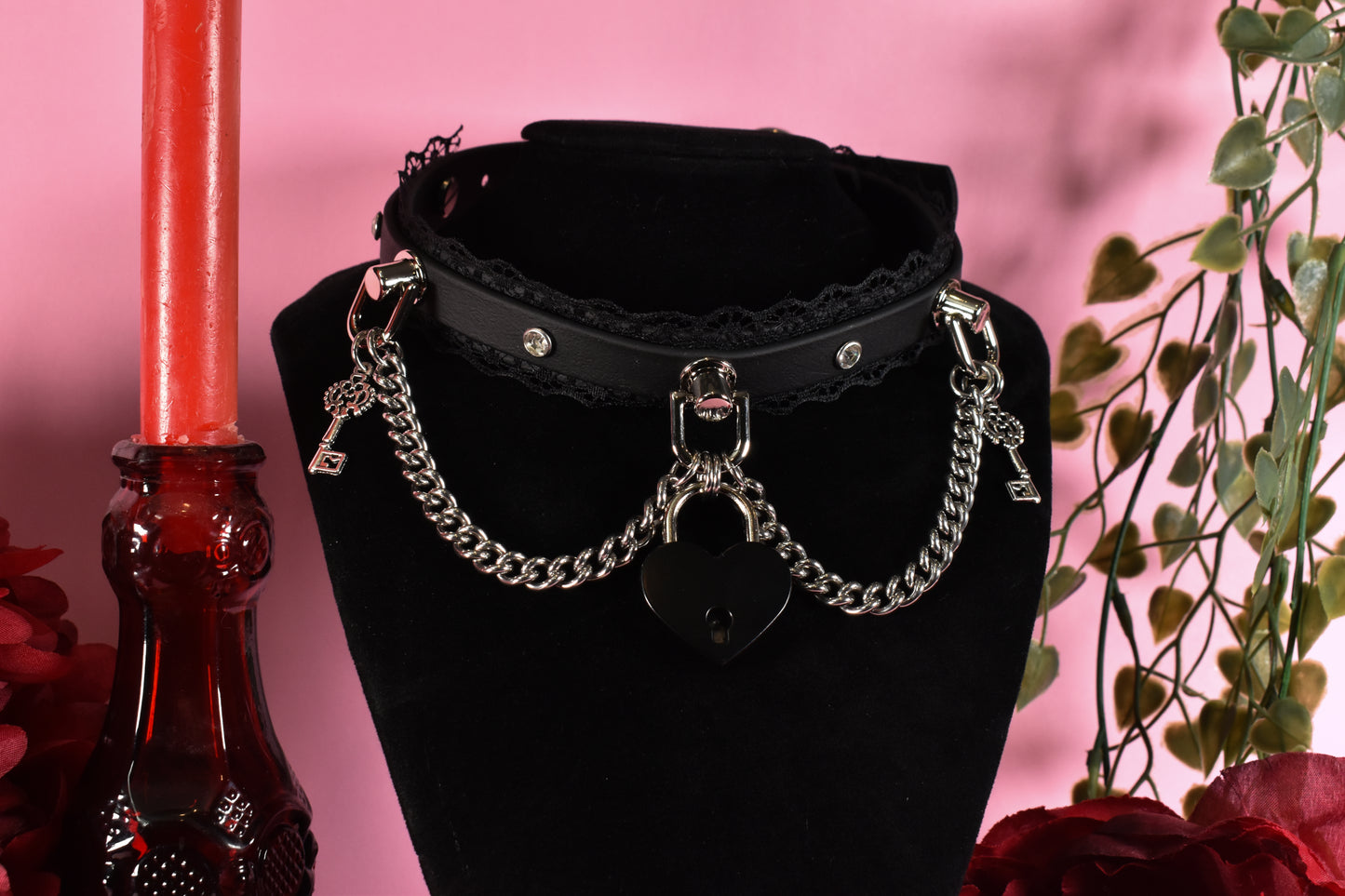 Black locked biothane choker  - Valentine's collection 2026