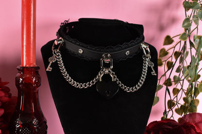 Black locked biothane choker  - Valentine's collection 2026