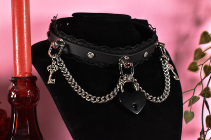 Black locked biothane choker  - Valentine's collection 2026