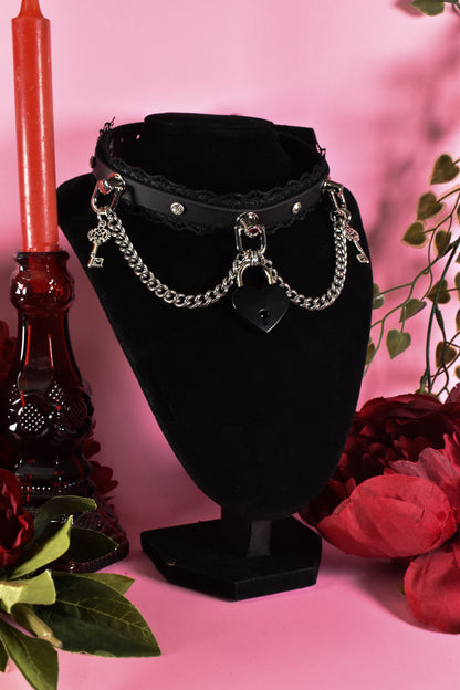 Black locked biothane choker  - Valentine's collection 2026