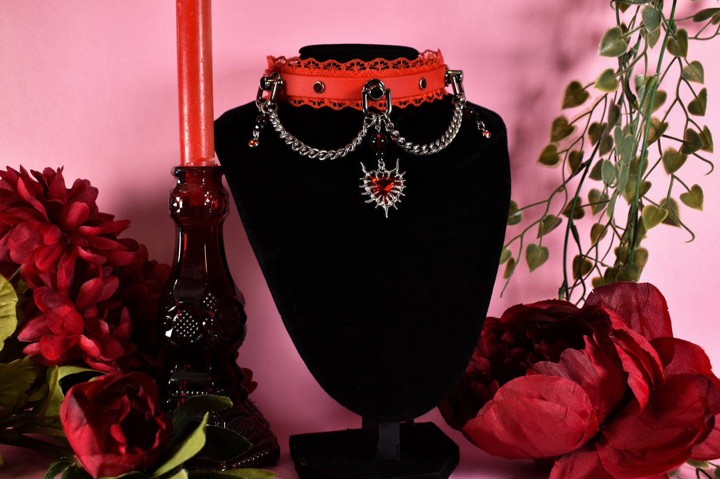 Red heartcore Biothane choker  - Valentine's collection 2026