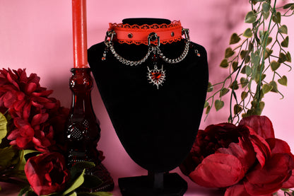 Red heartcore Biothane choker  - Valentine's collection 2026