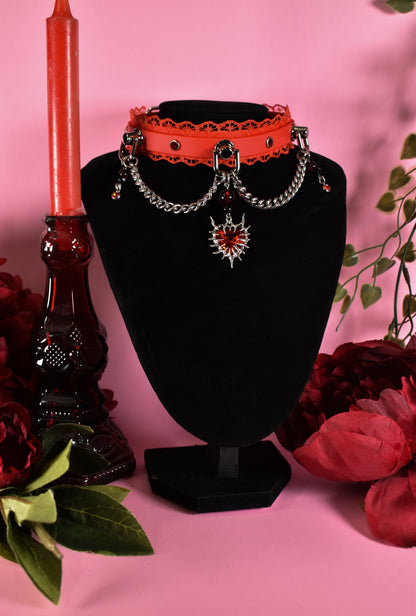 Red heartcore Biothane choker  - Valentine's collection 2026
