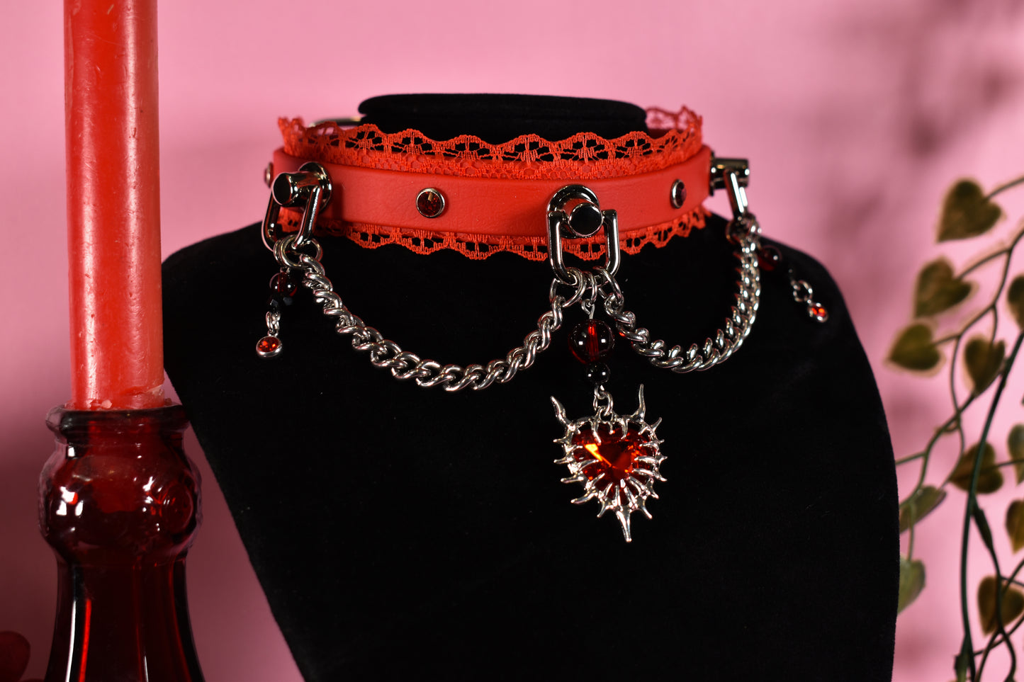 Red heartcore Biothane choker  - Valentine's collection 2026
