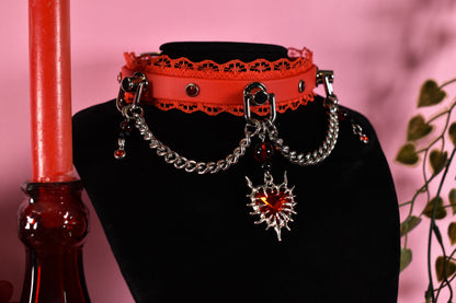Red heartcore Biothane choker  - Valentine's collection 2026